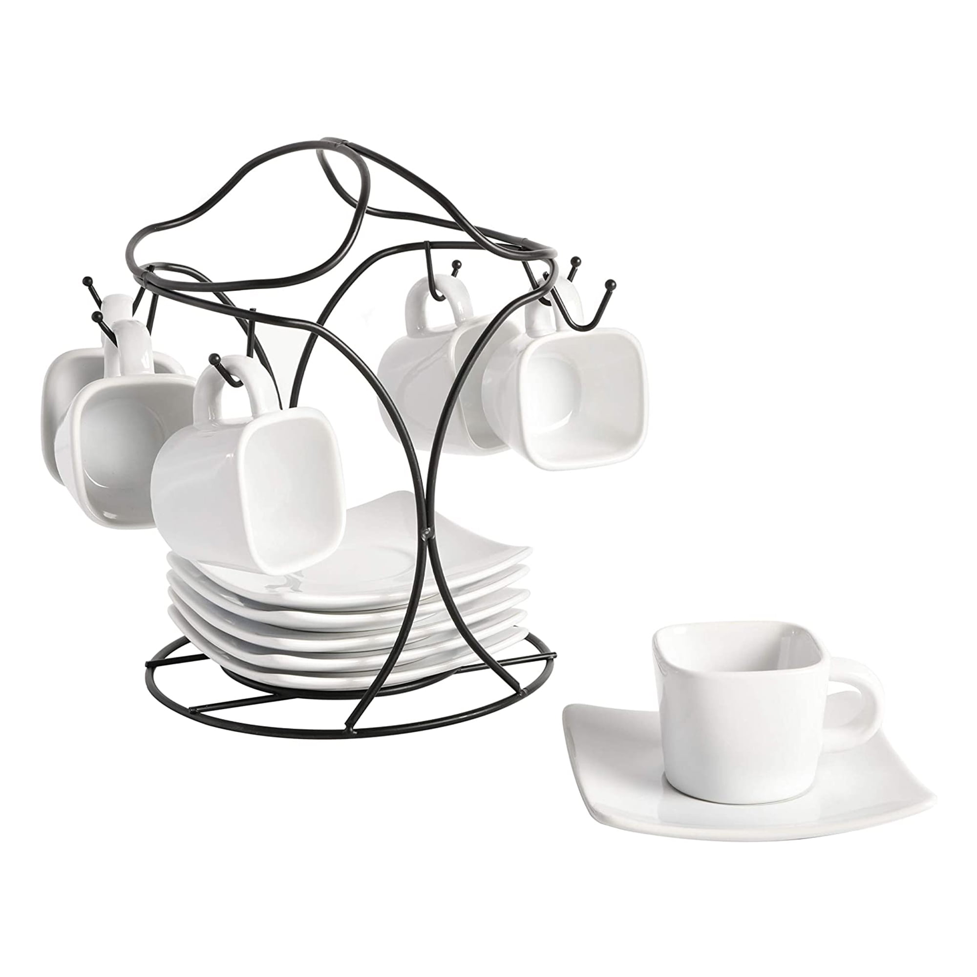 Gibson Soho Lounge Stackable Glass Espresso Cups with Rack, Glass, 4-Piece
