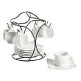 thumbnail image 1 of Gibson Home Gracious Dining Espresso Saucer & Cup Set w/ Stand, 13 Pieces, 1 of 7