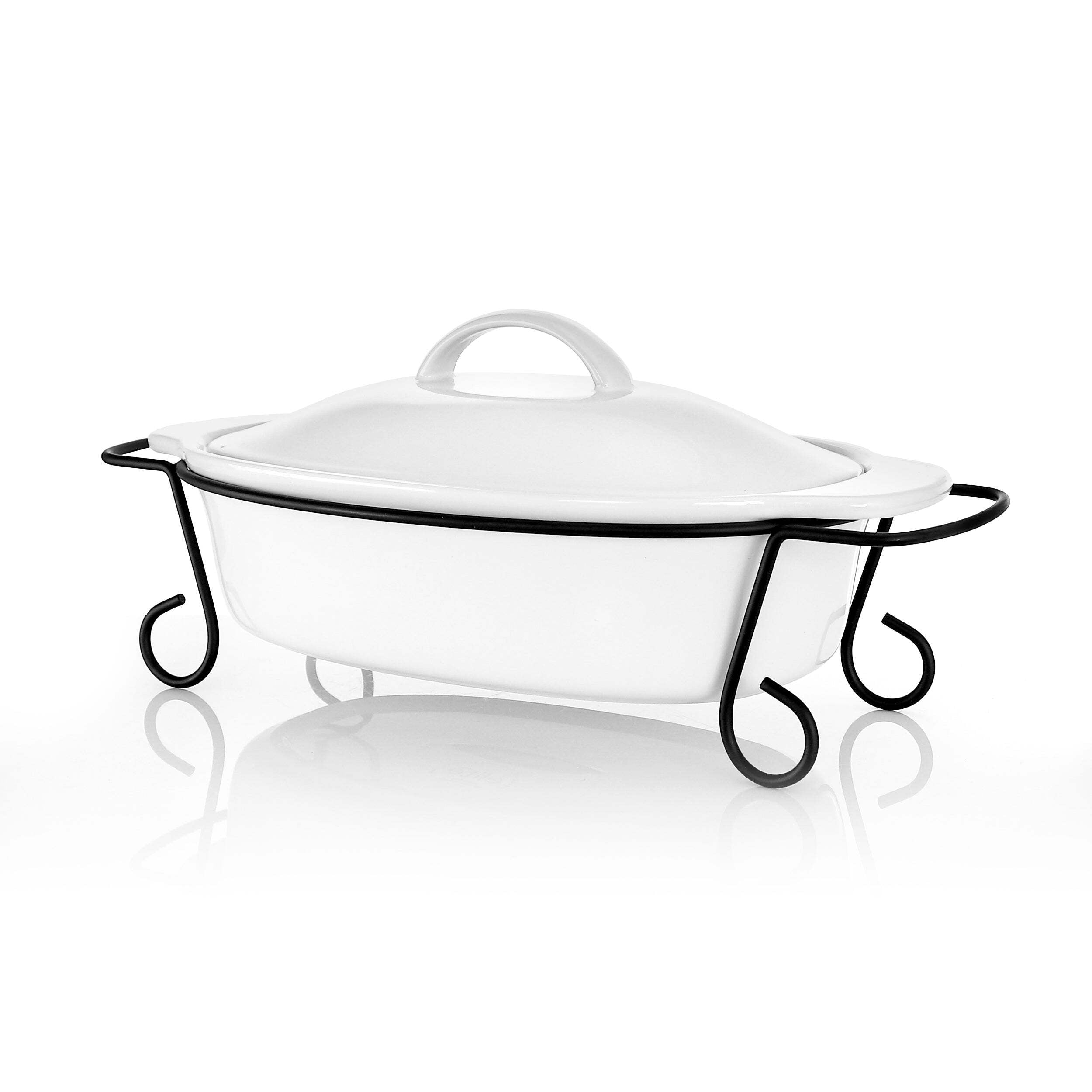 Gracious Dining Oval Stoneware Bakeware with Lid \u0026 Metal Rack - 2 Piece