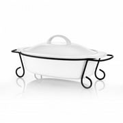 Gibson Home Gracious Dining Oval Stoneware Bakeware with Lid & Metal Rack - 2 Piece