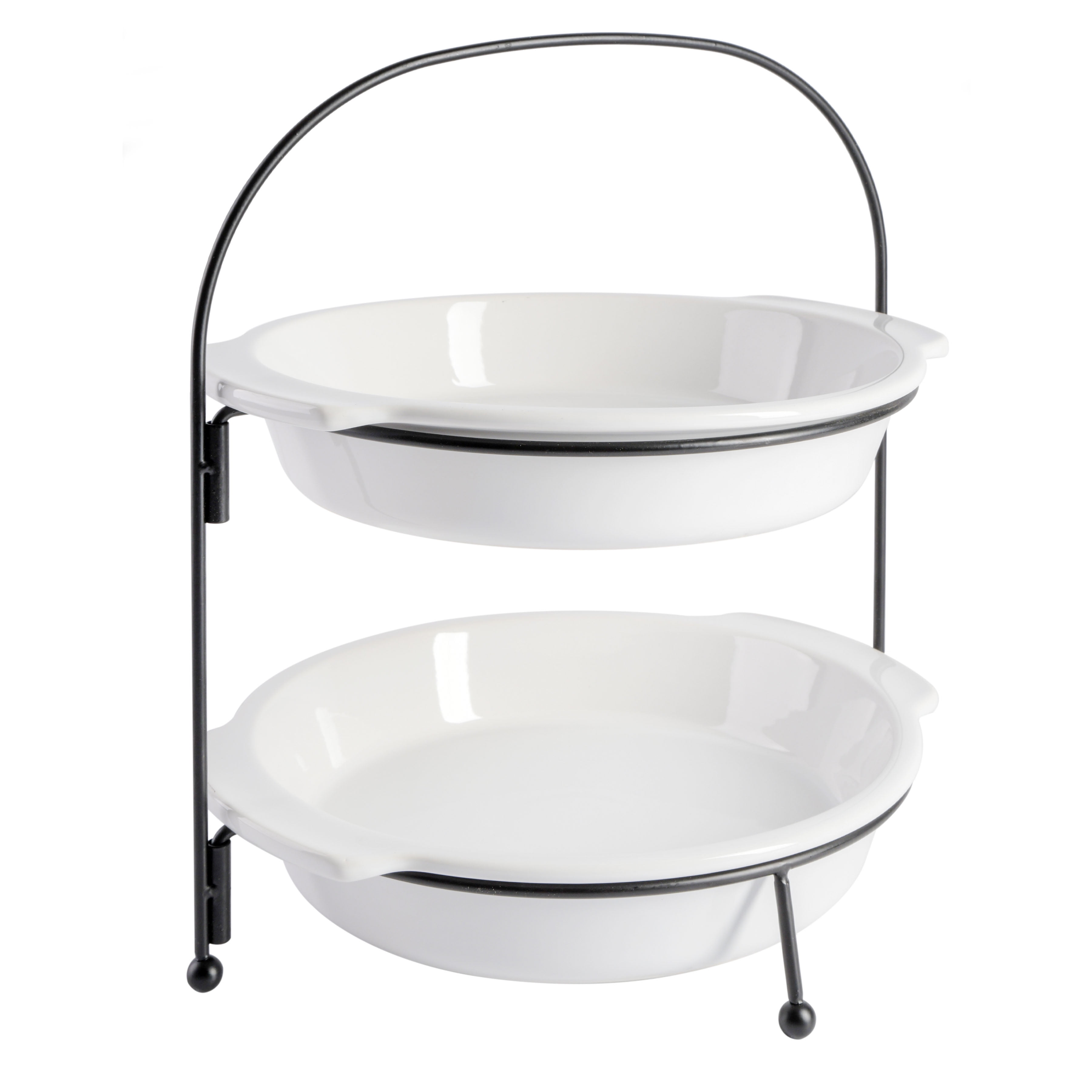 Gibson Home Gibson Home Gracious Dining 2-Tier Round Acacia Wood Serving Tray – Rustic Charcuterie Board Stand With Black Iron Handle – Tiered Party Platter Dessert Display Or Lazy Susan For Entertaining - View #9