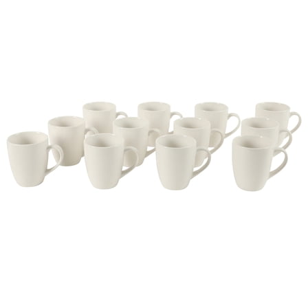 Gibson Home Great Essentials 12 Ounce Porcelain Coffee Mugs - Set of 12 - Cups for Latte, Hot Tea, Cappuccino, Mocha, Espresso, Cocoa