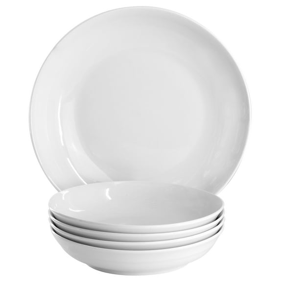 Gibson Home 142570.05 Great Essentials Fine Ceramic Serving Bowl & Pasta Bowl Set, White - 5 Piece