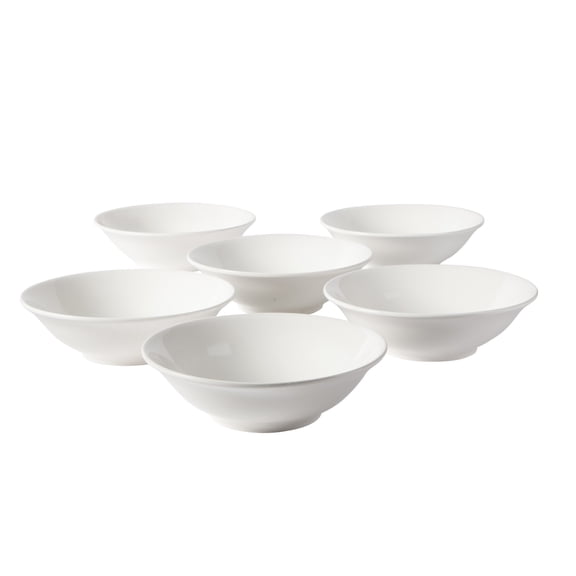Gibson Home Great Essentials 6 Piece 8 Inch Porcelain Bowl Set, White Round Pasta Soup Salad Bowls