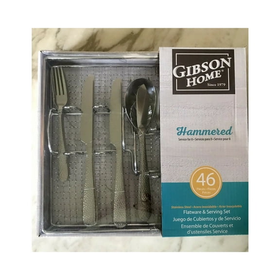 Gibson Home Hammered 46 Piece Flatware Set