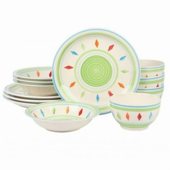 Gibson Home Heidy 12-Piece Durastone Dinnerware Set  Plates & Bowls for Kitchen
