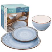 Gibson Home 142774.12 Holcomb Ceramic Dinnerware Set, Light Blue - 12 Piece