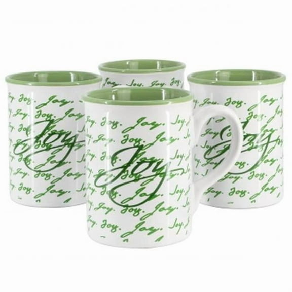 Gibson Home 142554.01 16 oz Inspirational Words Joy Sto are Mug Set, Green - 4 Piece