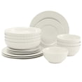 thumbnail image 1 of Gibson Home Melbourne White Plates and Bowls Set, 16 Piece Embossed Ceramic Dinnerware Set - Service for 4 Dishes - With Pasta Bowl, 1 of 1
