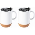 thumbnail image 1 of Gibson Home Modani 2 Pack Large 16.5 OZ Ceramic Mugs Set with Removable Cork Bottom and Lid - White, 1 of 4