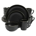 thumbnail image 1 of Gibson Home Munich Gold 16-Piece Dinnerware Set - Matte Black w/ Gold Rim, 1 of 11