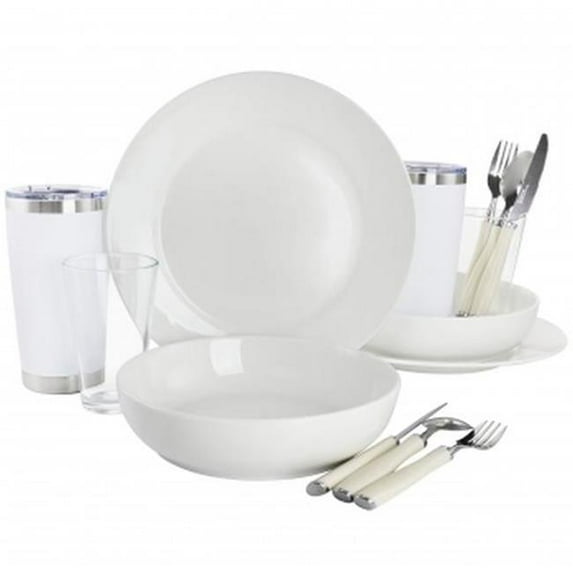 Gibson Home 136592.14 Nobella Fine Ceramic Dinnerware Set, White - 14 Piece