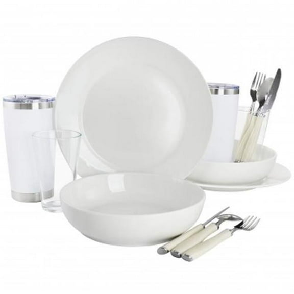 Gibson Home 136592.14 Nobella Fine Ceramic Dinnerware Set, White - 14 Piece