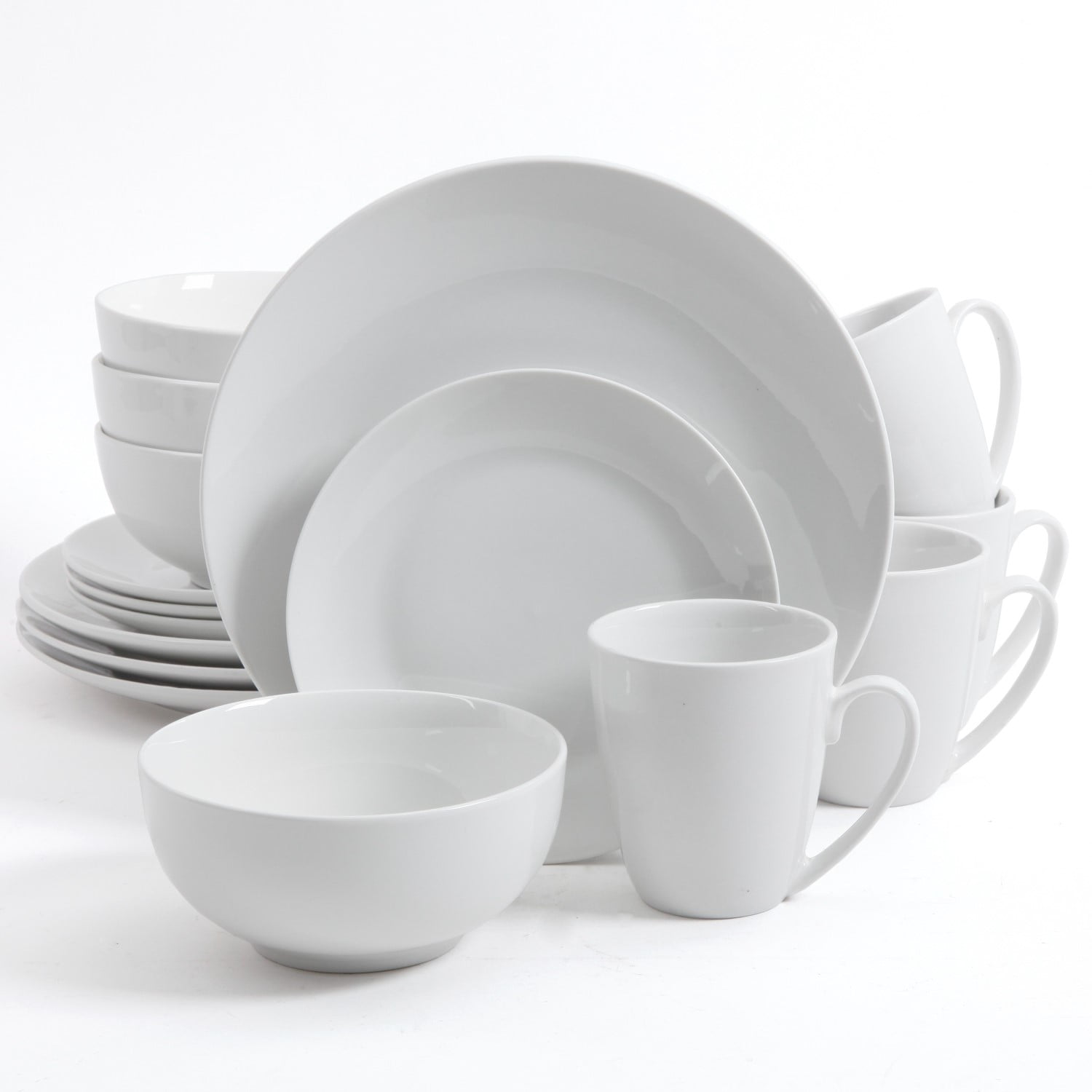Elegant White Porcelain Dinnerware Set, Service for 4