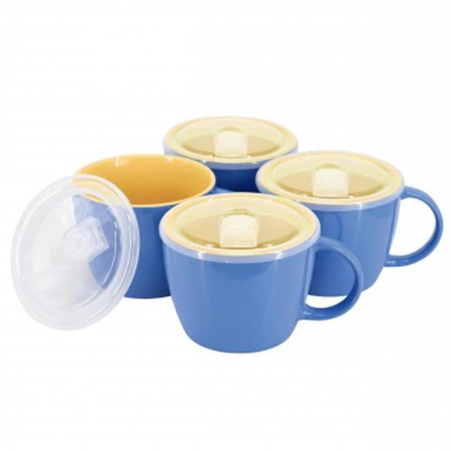 Gibson Home 142550.01 25 oz On The Go Sto are Soup Cup Set with Lid, Blue - 4 Piece