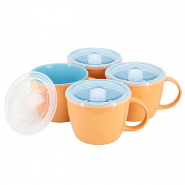 Gibson Home 142551.01 25 oz On The Go Sto are Soup Cup Set with Lid, Peach - 4 Piece