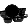thumbnail image 1 of Gibson Home Oslo 12 Piece Porcelain Dinnerware Set - Black, 1 of 6