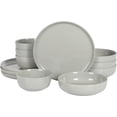 thumbnail image 1 of Gibson Home Oslo 12 Piece Porcelain Dinnerware Set - Grey, 1 of 6