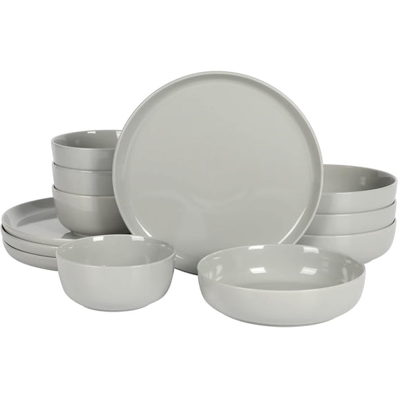 Gibson Home Oslo 12 Piece Porcelain Dinnerware Set - Grey