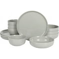 thumbnail image 1 of Gibson Home Oslo 12 Piece Porcelain Dinnerware Set - Grey, 1 of 6