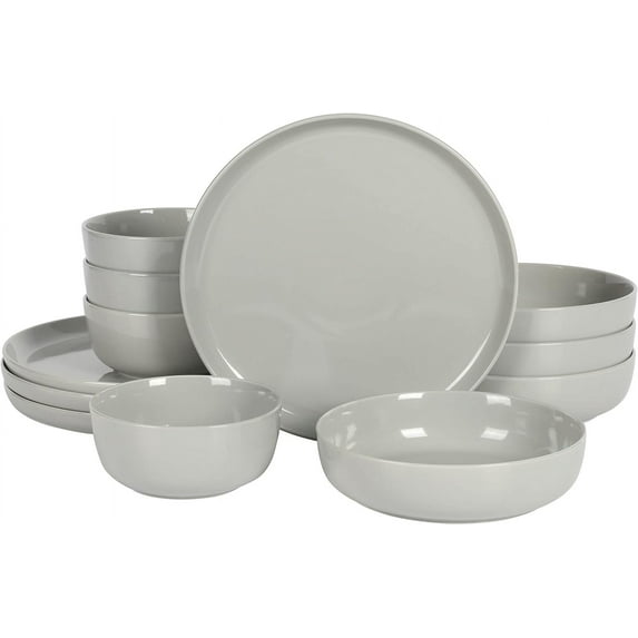 Gibson Home Oslo 12 Piece Porcelain Dinnerware Set - Grey