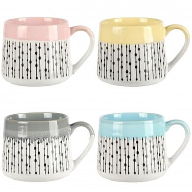 Palmridge 15oz Ceramic Coffee Mug Set in Pink, Yellow, Gray, and Blue