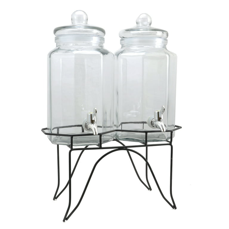 One Set of 2-Piece, 1-Gallon Glass Beverage Dispenser, Easy to Fill with Wide Mouth, Suitable for Outdoor, Party and Daily Use Red Barrel Studio