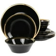 thumbnail image 1 of Gibson Home Premier Gold 12 Piece Fine Ceramic Dinnerware Set in Black and Gold, 1 of 5