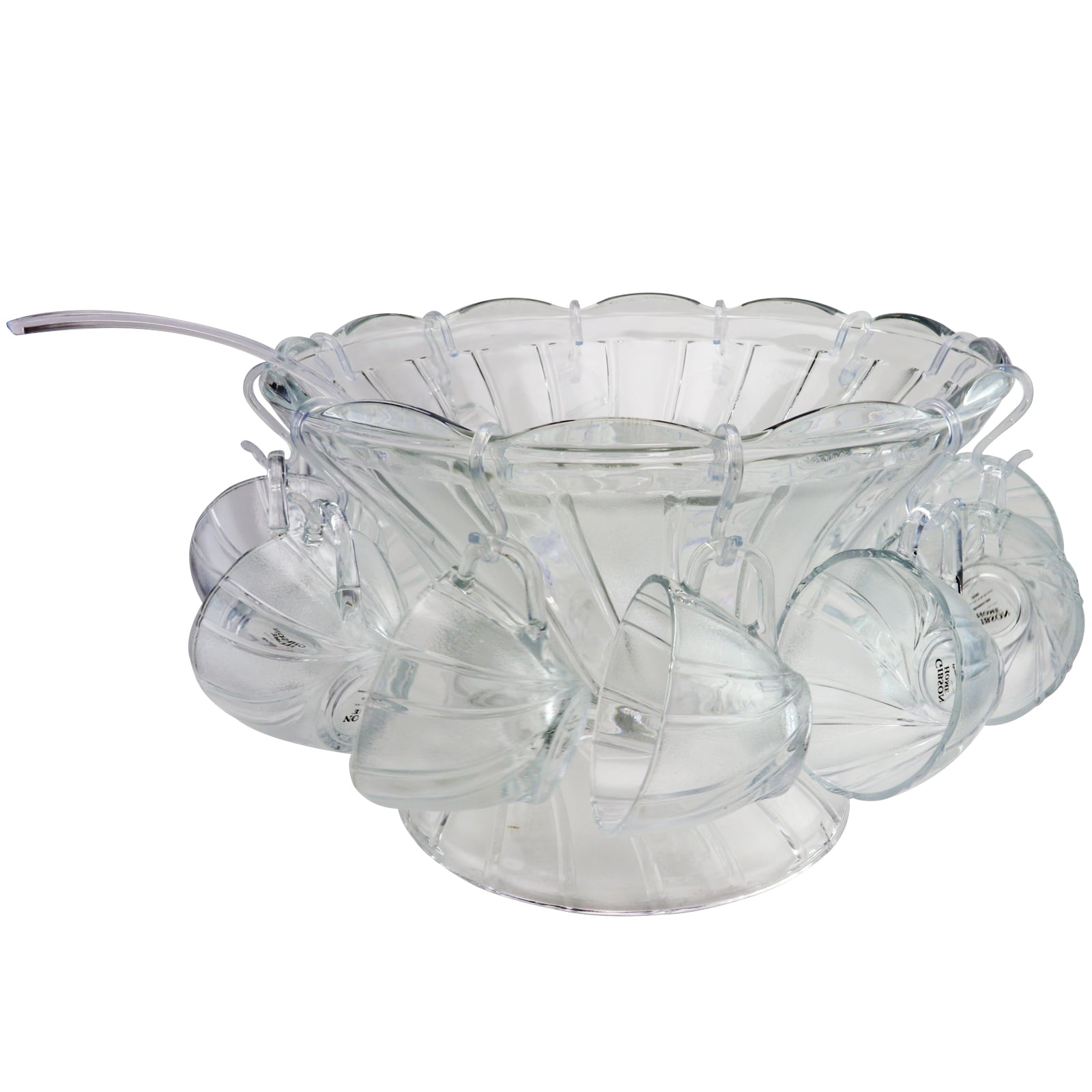 Gibson Home Punchtime 4.6Quarts Glass Punch Bowl and Cups Set, Set of