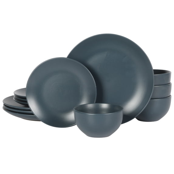Gibson Home Queensland Blue 12-Piece Stoneware Dinnerware Set