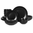 thumbnail image 1 of Gibson Home Queenslane 16 Piece Double Bowl Plates and Bowls Dinnerware Sets - Matte Black, 1 of 6