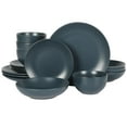 thumbnail image 1 of Gibson Home Queenslane 16 Piece Double Bowl Plates and Bowls Dinnerware Sets - Matte Blue, 1 of 6