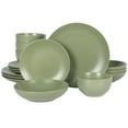 thumbnail image 1 of Gibson Home Queenslane 16 Piece Double Bowl Plates and Bowls Dinnerware Sets - Matte Green, 1 of 6