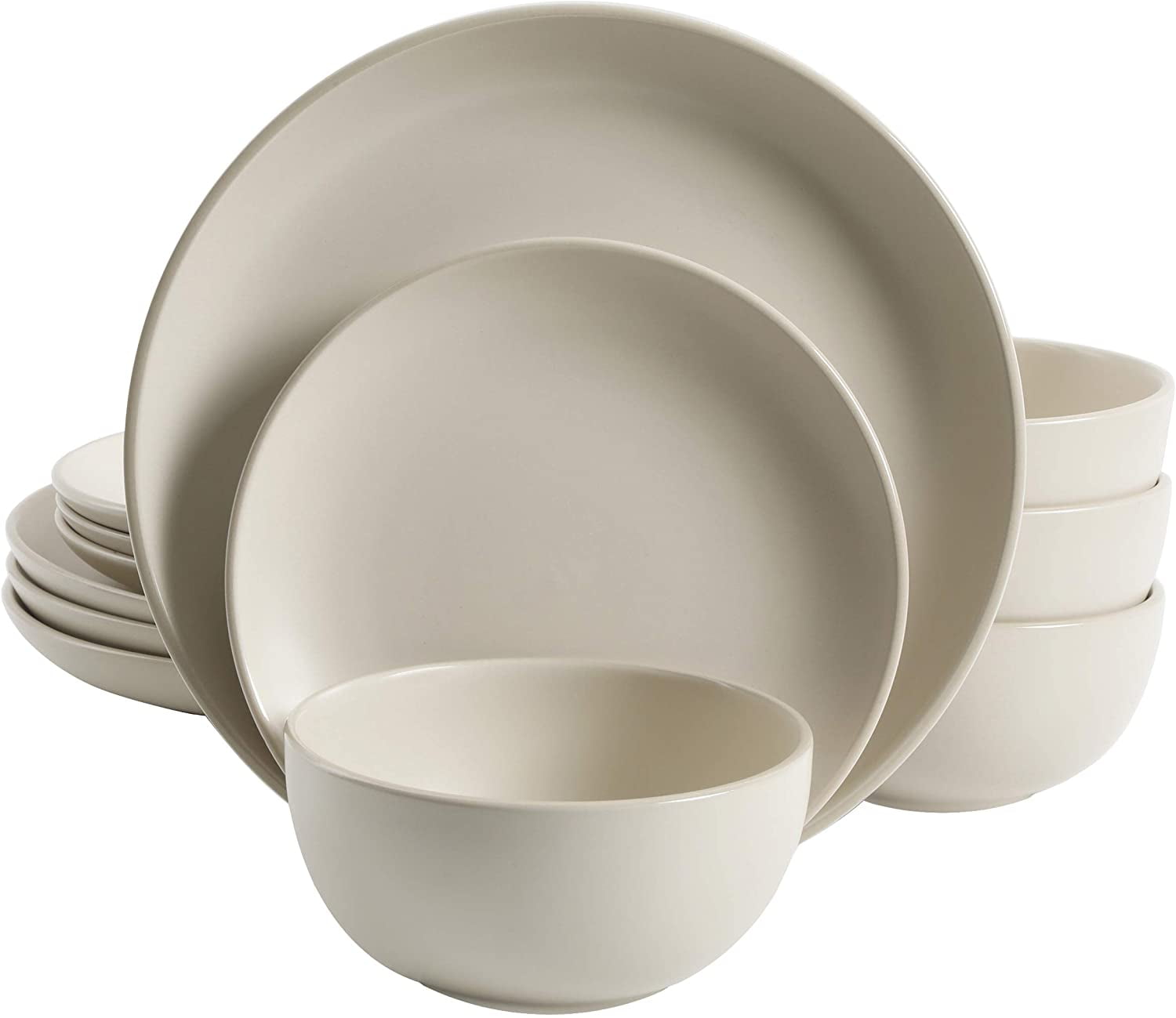 Cream Ceramic 12-Piece Dinnerware Set, Service for 4