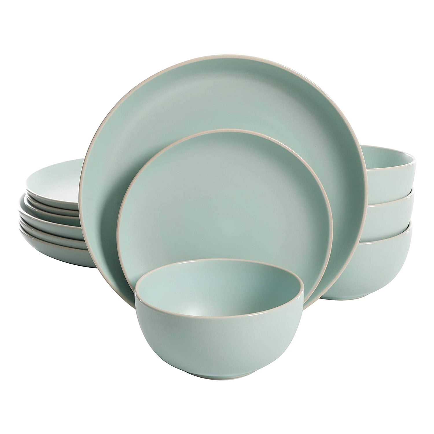 Matte Teal Ceramic 12-Piece Dinnerware Set, Service for 4