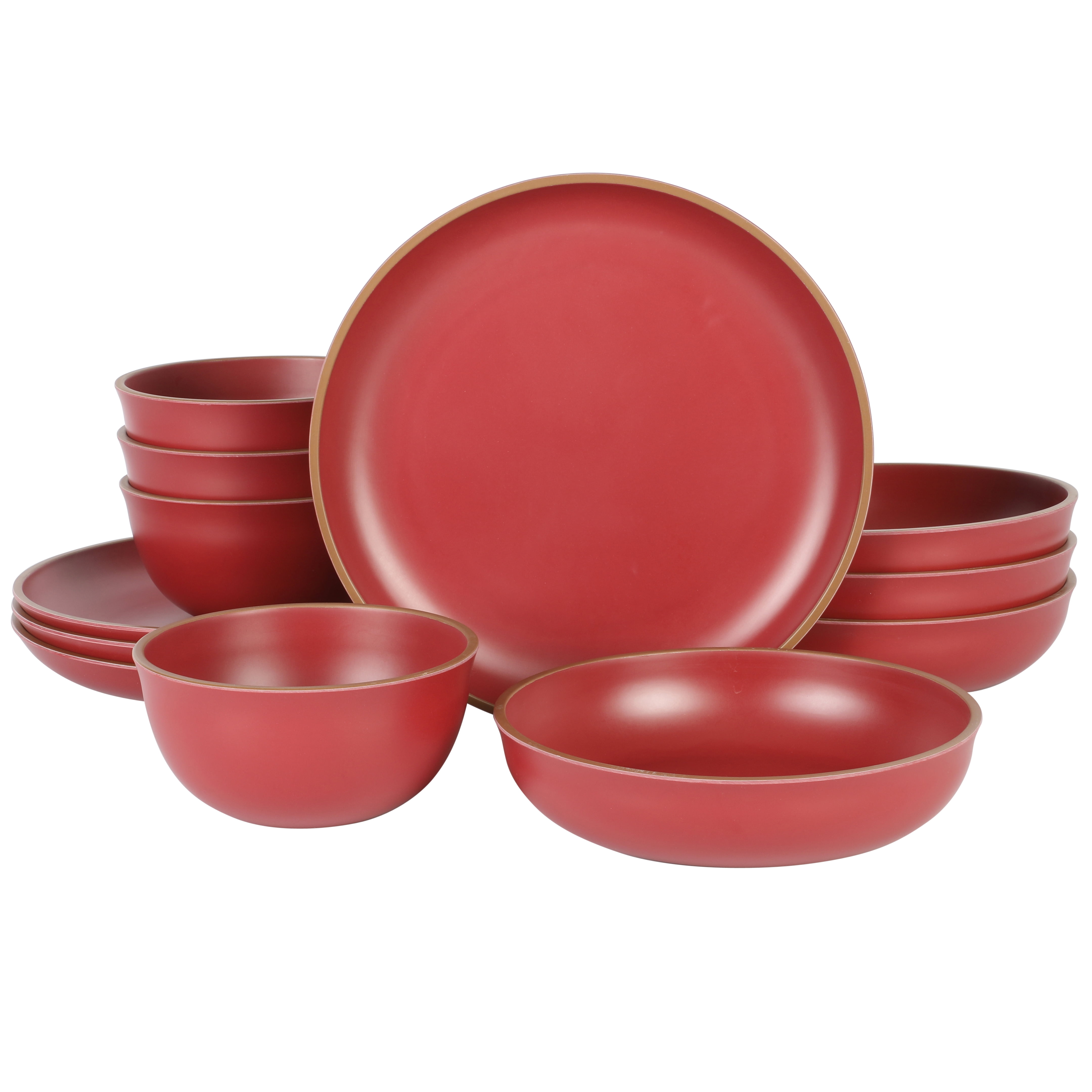 Gibson Home Rockabye 12-Piece Melamine Dinnerware Set, Dishwasher