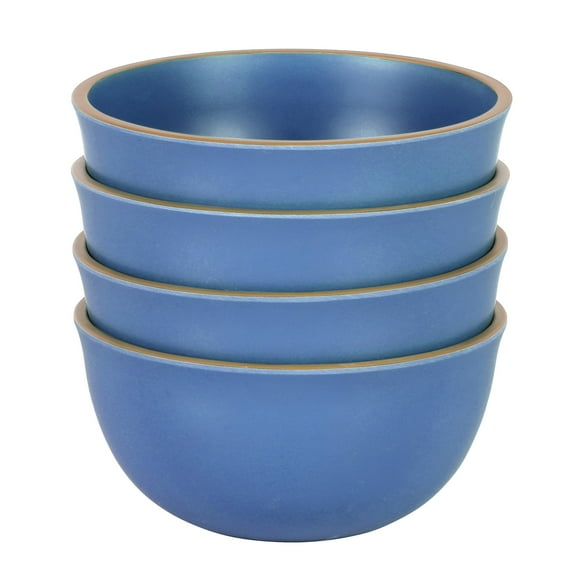 Gibson Home Rockabye Melamine Coupe Shape Cereal Bowl Set, Set of 4, 6.1-inch Height, Matte Blue, Kitchen Accessories