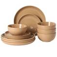 thumbnail image 1 of Gibson Home Rockaway 12 Piece Plates and Bowls Matte Glaze Service for 4 Dinnerware Set - Beige - Dishwasher and Microwave Safe, 1 of 11