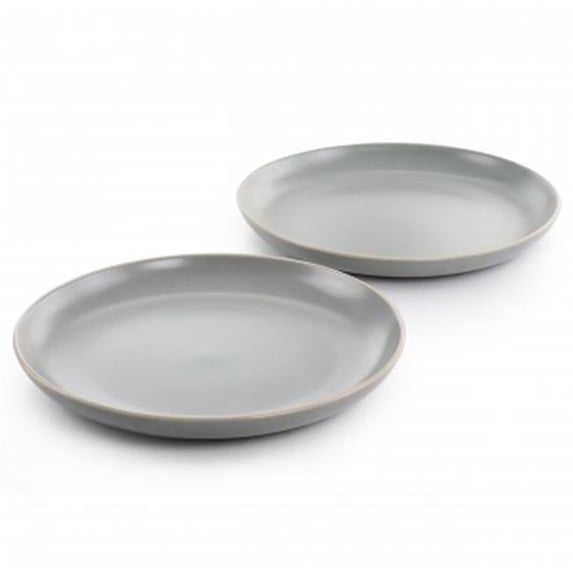 Gibson Home 138969.02 10.5 in. Rockaway Round Sto are Dinner Plate Set, Matte Grey - 2 Piece