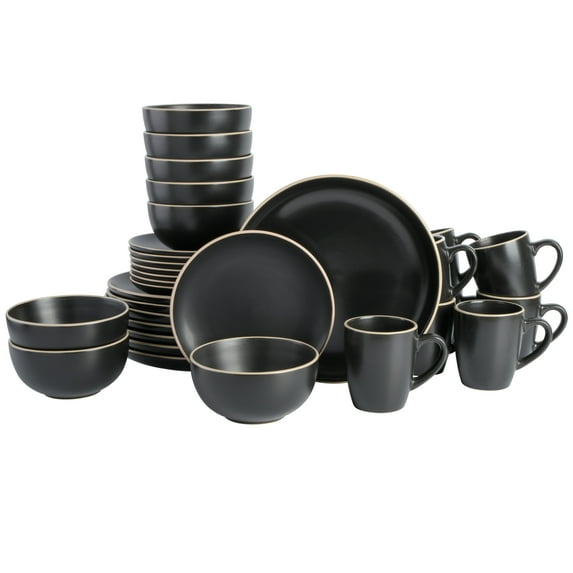Gibson Home Rockaway 32 Piece Dinnerware Set - Black