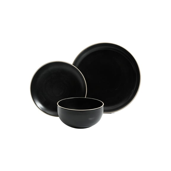 Gibson Rockaway 12-Pc. Stoneware Dinnerware Set - BLACK ONE SIZE