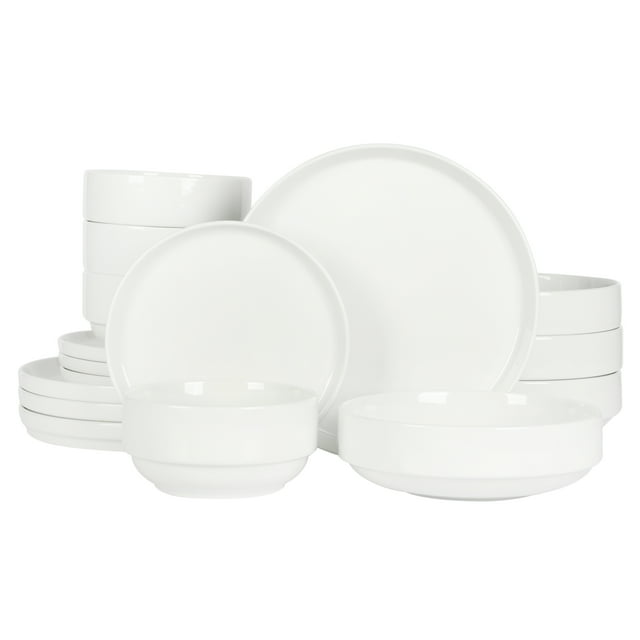 Gibson Home Rothenberg 16-Piece White Fine Ceramic Dinnerware Set ...