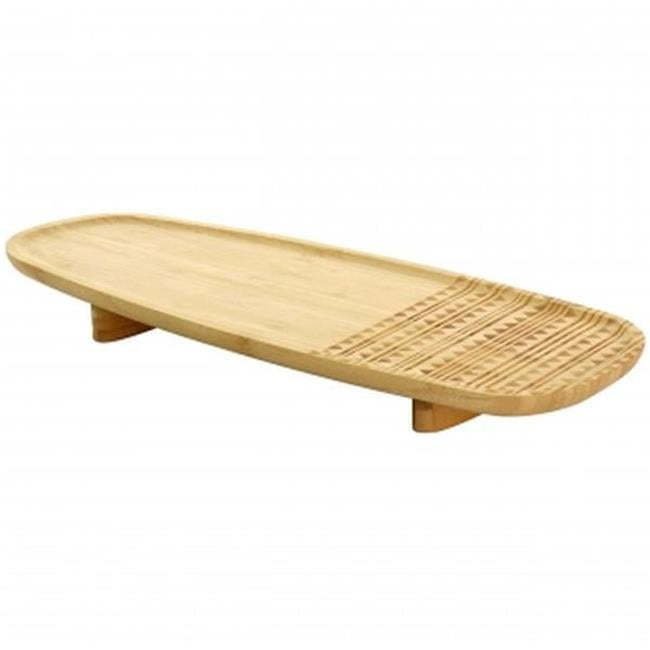 Sadler 22" Natural Wood Serving Tray with Etched Design