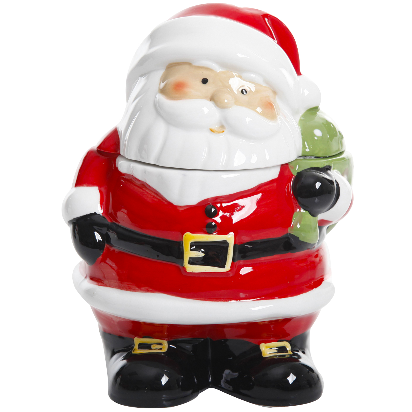 Gibson Home Santa Claus 7.5" Ceramic Holiday Season Treat Jar with Lid Bag Silicone - image 1 of 7