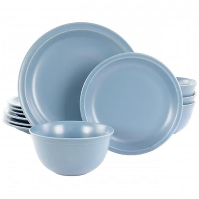 Gibson Home 135255.12 Siam Round Sto are Dinnerware Set, Blue - 12 Piece