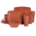thumbnail image 1 of Gibson Home Soho Grayson Square Melamine Dinnerware Set, Service for Four (16pcs), Red, 1 of 5