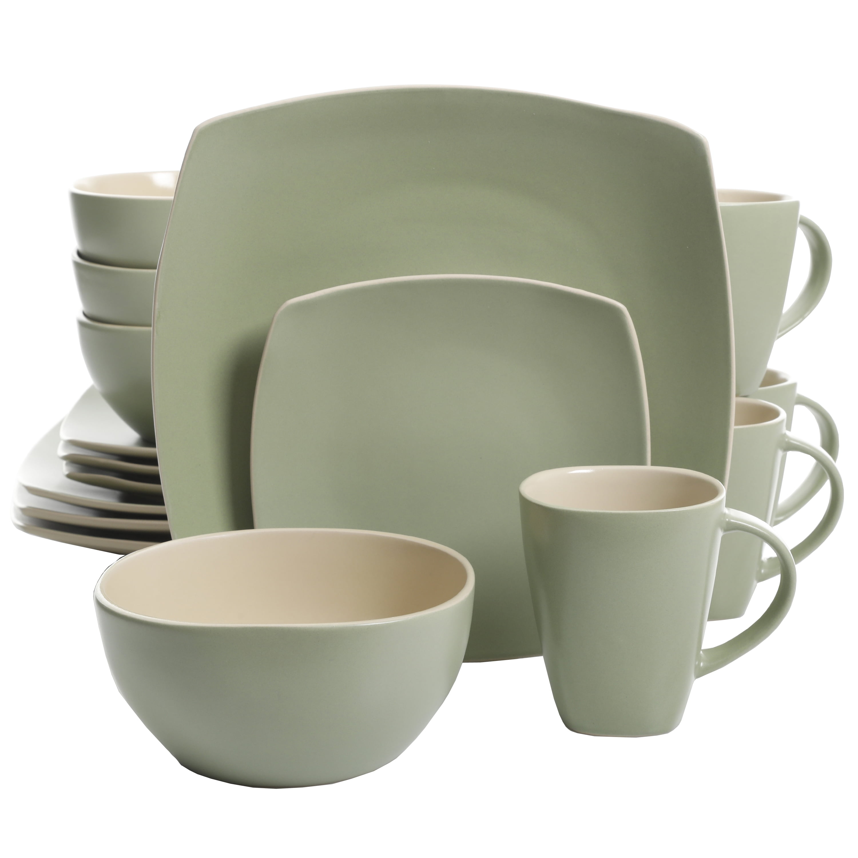 Gibson Home Soho Lounge Pastel Green 16-Piece Dinnerware Set