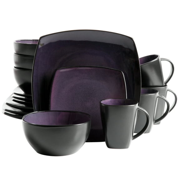 Gibson Home Soho Lounge Square Stoneware 16-Pieces Dinnerware Set