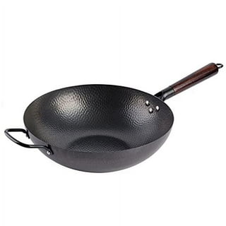 Gold Dragon Heritage Edition Carbon Steel Wok Set with Lid and Spatula, Nonstick Wok Stir-Fry Pan, Flat Bottom Wok with Lid, Traditional Chinese  Wok for Electric or Gas Stovetops