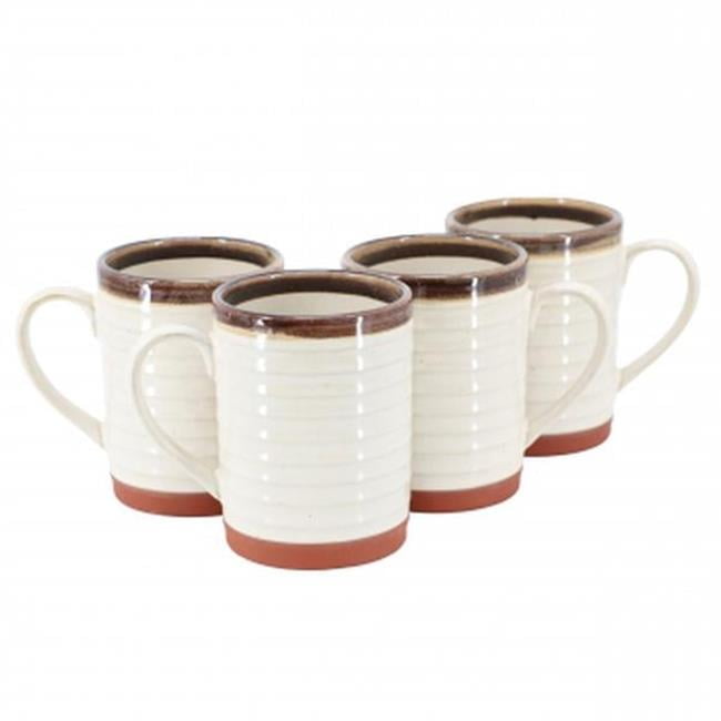 Gibson Home 142557.01 18.5 oz Terra Bella Terracotta Mug Set, Pearl White - 4 Piece
